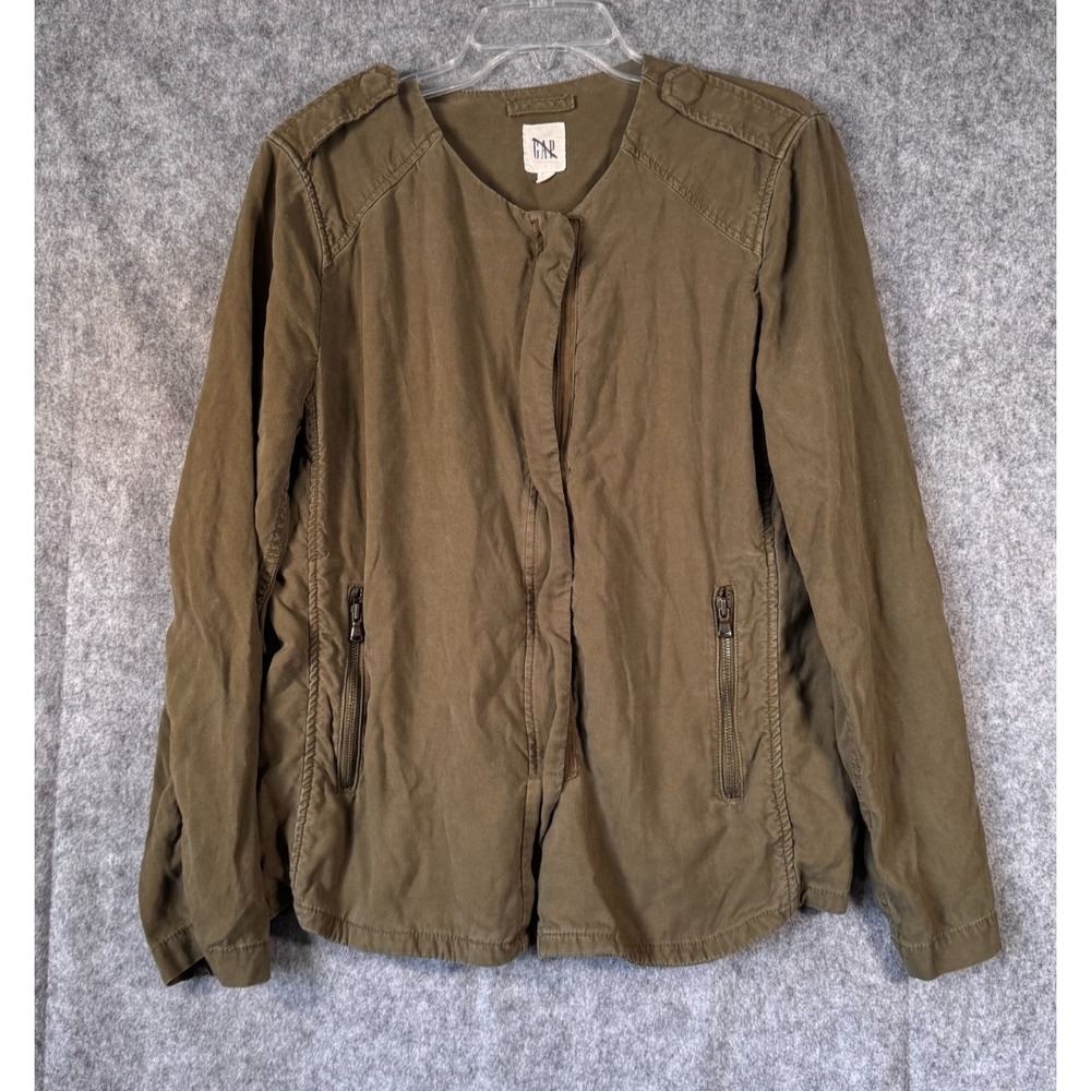 GAP Linen Cargo Jacket Womans XL Army Green Military Utlity Field Cargo